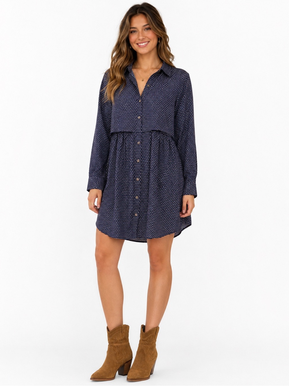 Anthropologie Maeve S Geometric Cotton Button‎ Front Shirt Dress Preppy